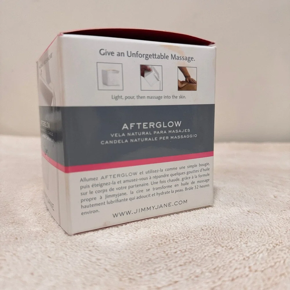 Jimmyjane Afterglow Pink Lotus Natural Massage Oil Candle White Ceramic